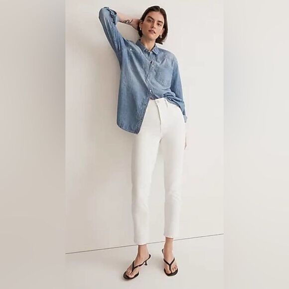 Madewell Stovepipe White Straight Leg Jeans Women's Size 27 High Rise - Picture 1 of 9